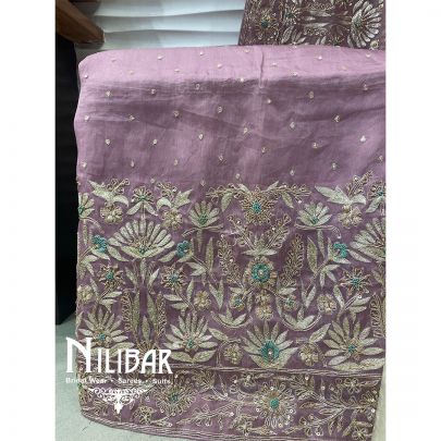 Mauve Organza Dabka Suit