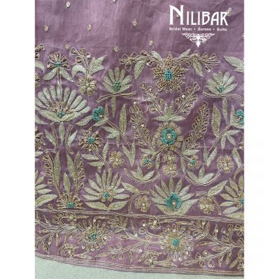 Mauve Organza Dabka Suit