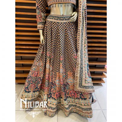 Blue Crepe Printed Lehenga