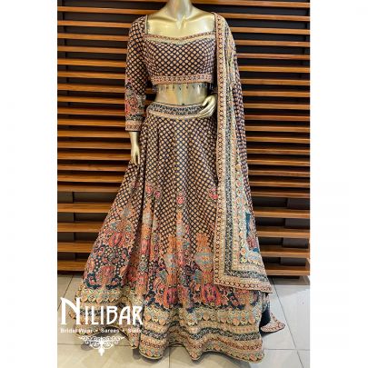 Blue Crepe Printed Lehenga