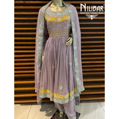 Heather Purple Silk Salwar Suit