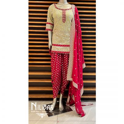 Pista Green Maroon Georgette Suit