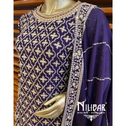 Purple Chinon Skirt Suit