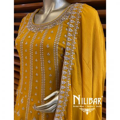 Yellow Georgette Chinon Palazzo Suit