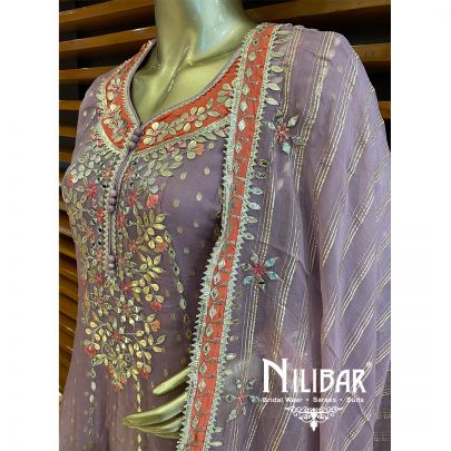 Lavender Organza Georgette Dhoti Suit