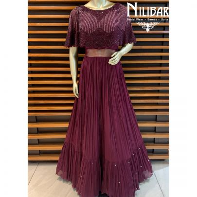 Magenta Cape Style Gown