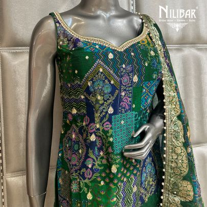 Dark Green Organza Garara Suit