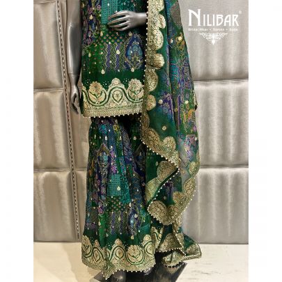 Dark Green Organza Garara Suit