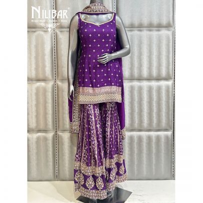Dark Purple Silk Garara Suit