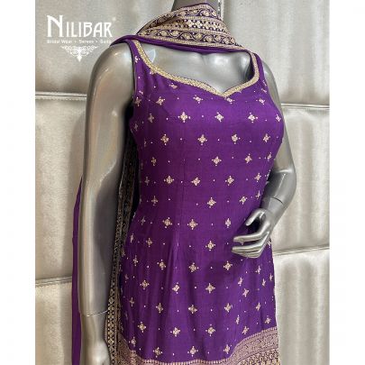 Dark Purple Silk Garara Suit