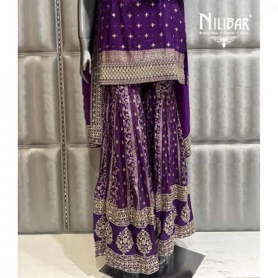 Dark Purple Silk Garara Suit