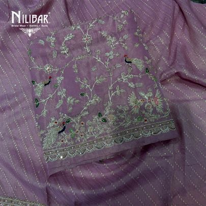Blush Pink Lame Silk Shirt Paired With Tissue Dupatta & Crepe Bottom