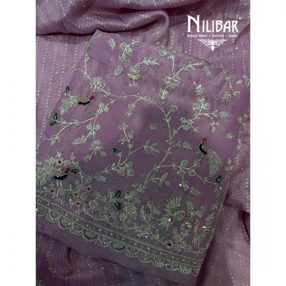 Blush Pink Lame Silk Shirt Paired With Tissue Dupatta & Crepe Bottom