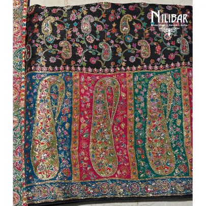 Black Brocade Silk Unstitched Suit