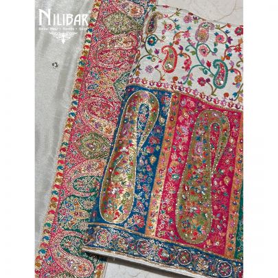 Cream Brocade Silk Unstitched Suit