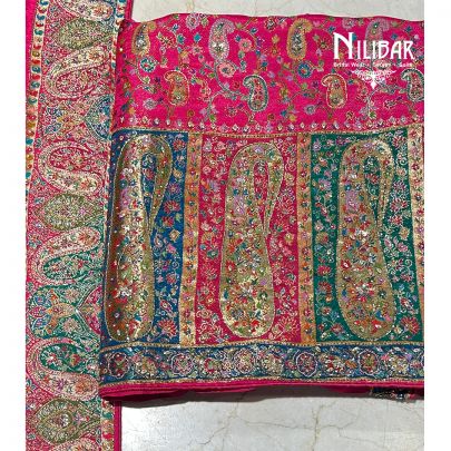 Magenta Pink Brocade Silk Unstitched Suit