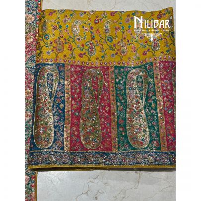 Honey Yellow Brocade Silk Unstitched Suit