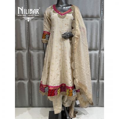 Ivory Lame Silk Anarkali Suit