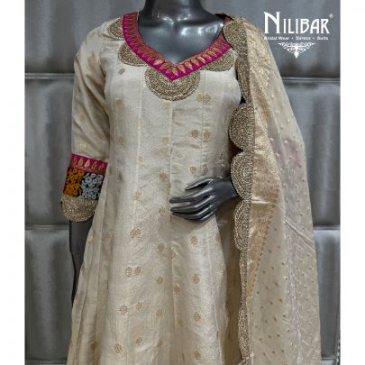 Ivory Lame Silk Anarkali Suit