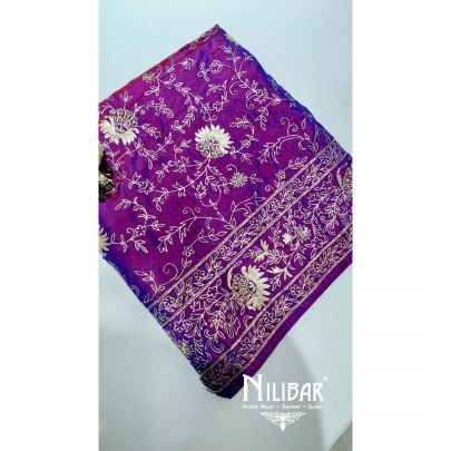 Purple Organza Beautifully Embroidered Unstitched Suit
