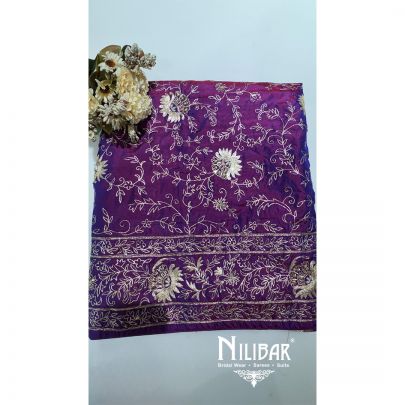 Purple Organza Beautifully Embroidered Unstitched Suit