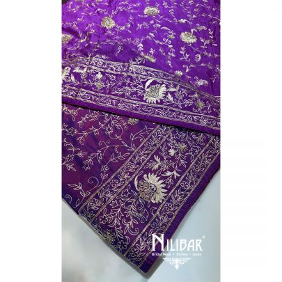 Purple Organza Beautifully Embroidered Unstitched Suit