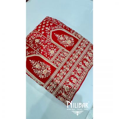 Red Organza Beautifully Embroidered Unstitched Suit