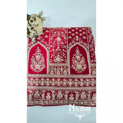 Red Organza Beautifully Embroidered Unstitched Suit