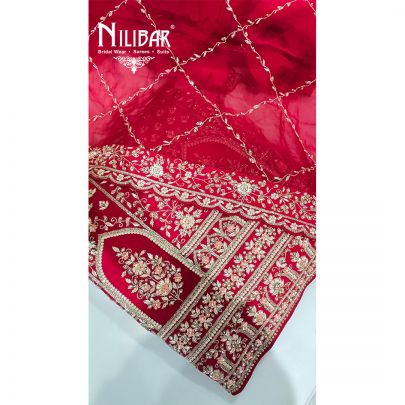 Red Organza Beautifully Embroidered Unstitched Suit