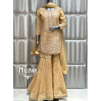 Pale Yellow Silk Garara Suit