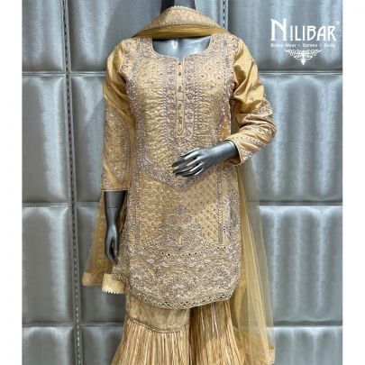 Pale Yellow Silk Garara Suit