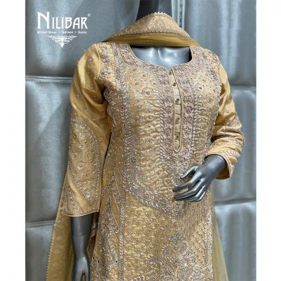 Pale Yellow Silk Garara Suit