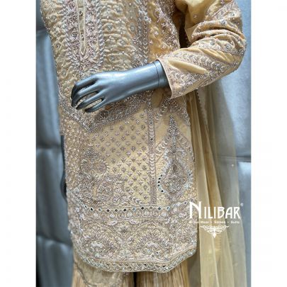 Pale Yellow Silk Garara Suit
