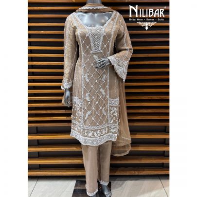 Mouse Lame Silk Shirt Paired With Pants & Dupatta