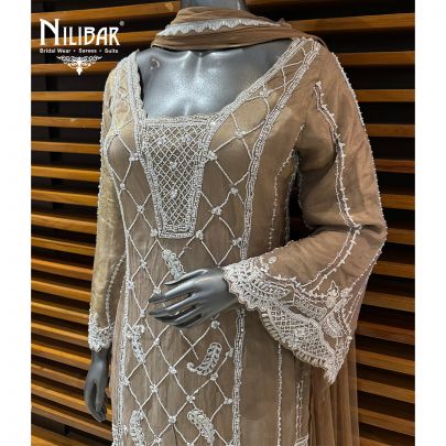 Mouse Lame Silk Shirt Paired With Pants & Dupatta