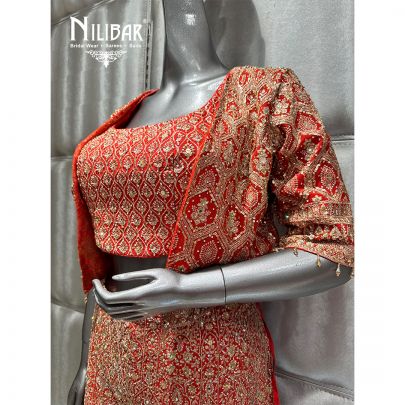 Orange Georgette Embroidered Cape Set