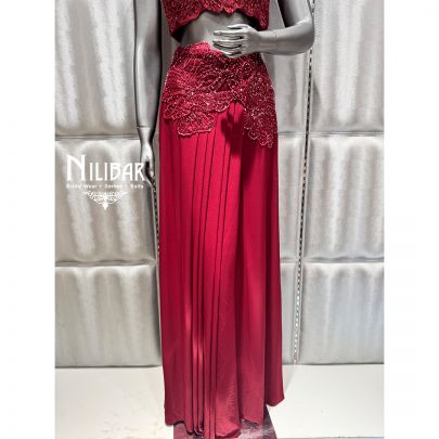 Red lycra Embroidered Drape Set