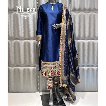 Blue Silk Pajami Suit