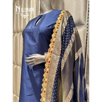 Blue Silk Pajami Suit