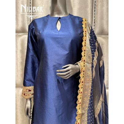 Blue Silk Pajami Suit