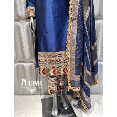Blue Silk Pajami Suit