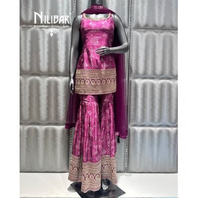 Purple Chinon Garara Suit