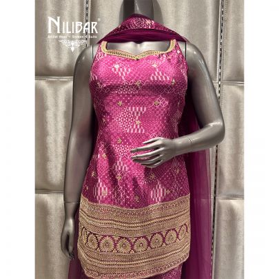 Purple Chinon Garara Suit