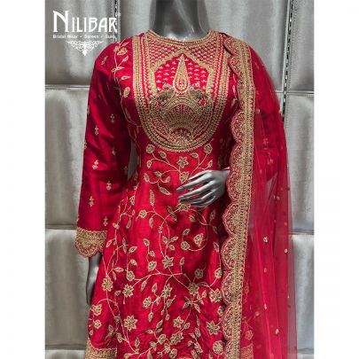 Red Silk Flared Palazzo Suit
