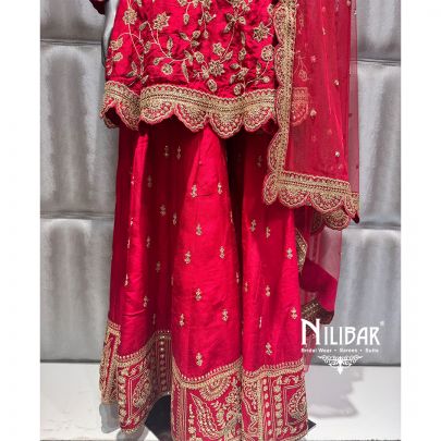 Red Silk Flared Palazzo Suit