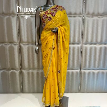 Mustard Georgette Saree