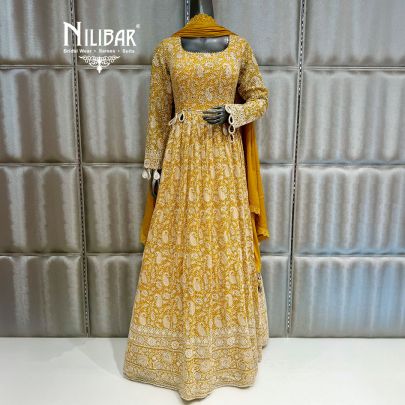 Yellow Georgette Anarkali Suit