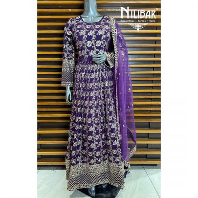 Plum Silk Anarkali Suit