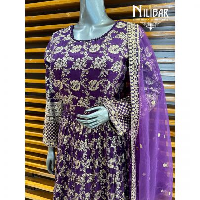 Plum Silk Anarkali Suit