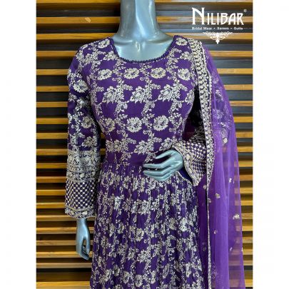 Plum Silk Anarkali Suit